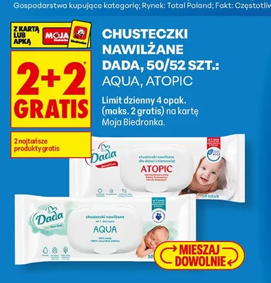 Chusteczki nawilżane Dada Atopic promocja w Biedronka