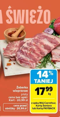 Żeberka wieprzowe płaty promocja w Carrefour