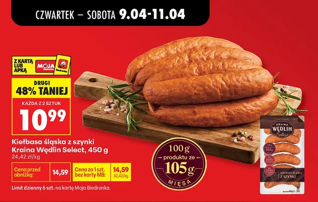 Kiełbasa śląska z szynki  promocja w Biedronka