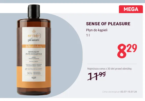 Płyn do kąpieli Sense of Pleasure Sensualny Jaśmin i Drzewo Różane promocja w Rossmann