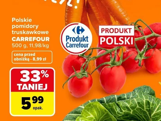 Pomidory truskawkowe Carrefour polskie promocja w Carrefour Market