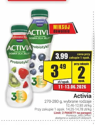 Jogurt Activia truskawka kiwi promocja w Delikatesy Sezam