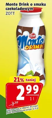 Napój Monte Drink o smaku czekoladowym Zott promocja w Prim Market
