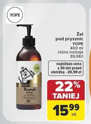 Żel pod prysznic Yope Karmel promocja w Carrefour