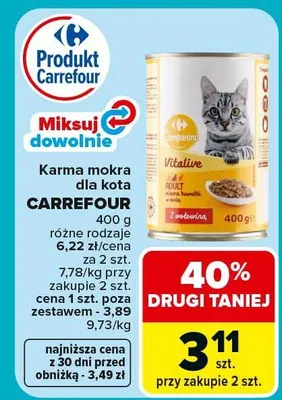 Karma mokra dla kota różne rodzaje promocja w Carrefour