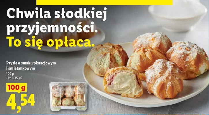 Ptysie o smaku pistacjowym i śmietankowym promocja w Lidl