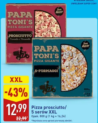 Pizza prosciutto XXL Papa Toni's promocja w Aldi
