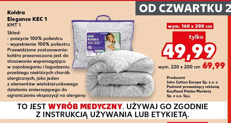 Kołdra Elegance KEC 1 160x200 cm promocja w Kaufland