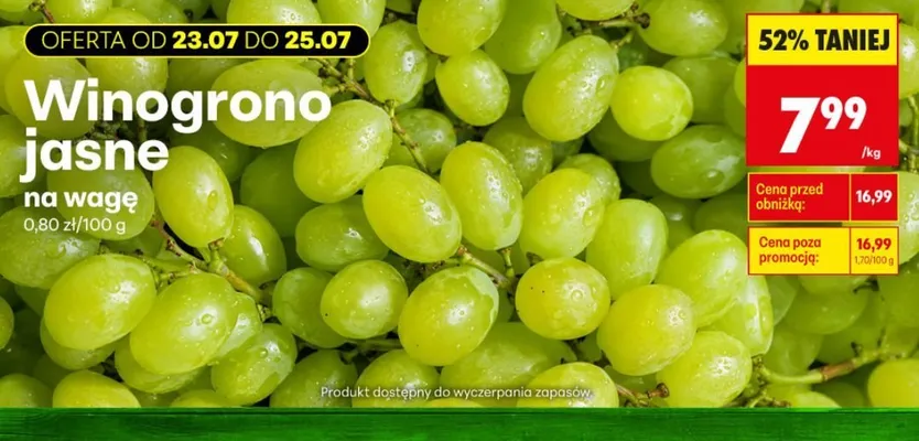 Winogrono jasne na wagę promocja w Biedronka