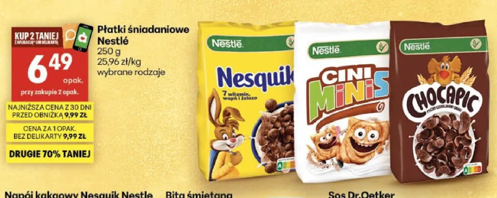 Płatki śniadaniowe Nestlé Nesquik promocja w Delikatesy Centrum