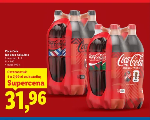 Napój gazowany Coca-Cola Zero 4-pak promocja w Lidl