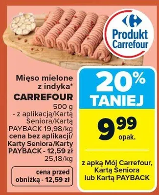 Mięso mielone z indyka promocja w Carrefour Market
