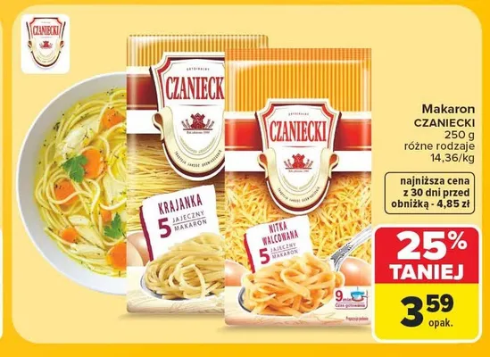 Makaron Nitka Walcowana 5-jajeczny Czaniecki promocja w Carrefour Market