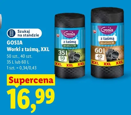 Worki z taśmą XXL 60 l Gosia promocja w Lidl