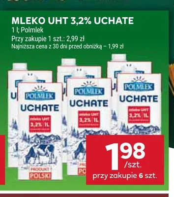Mleko UHT Uchate Polmlek 3,2% promocja w Stokrotka