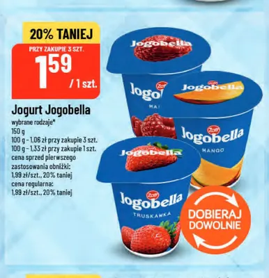 Jogurt Jogobella truskawkowy promocja w POLOmarket