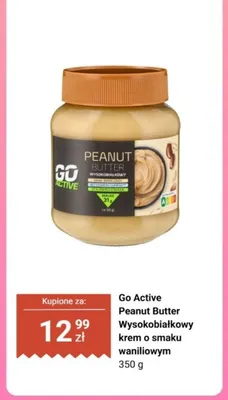 Krem orzechowy Go Active Peanut Butter Wysokobiałkowy o smaku waniliowym promocja w Biedronka