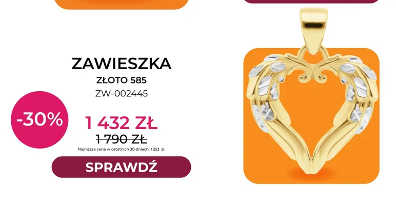 Zawieszka złoto 585 ZW-002445 Briju promocja w Briju