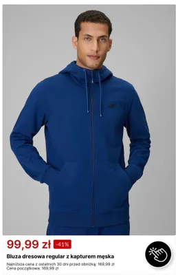 Bluza dresowa regular z kapturem męska 4F promocja w 4F
