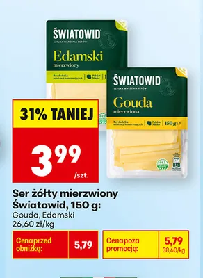 Ser żółty mierzwiony Edamski Światowid promocja w Biedronka