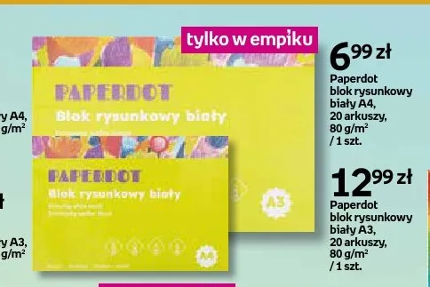 Paperdot blok rysunkowy biały A3 promocja w Empik