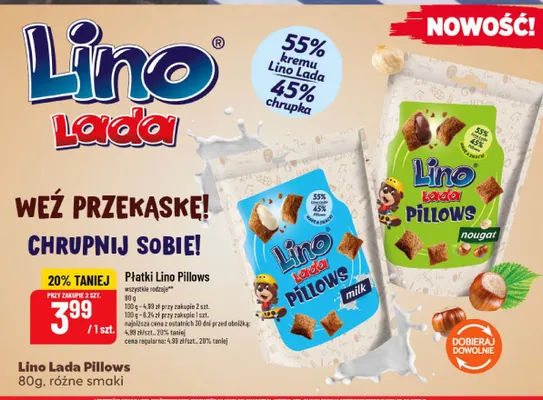 Płatki Lino Lada Pillows milk promocja w POLOmarket