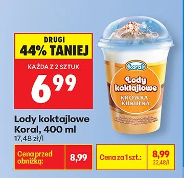 Lody koktajlowe krówka kukułka promocja w Biedronka