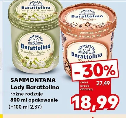 Lody Barattolino waniliowo-pistacjowe Sammontana promocja w Kaufland