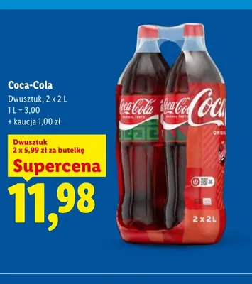 Napój Coca-Cola 2-pak 2l promocja w Lidl