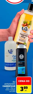 Żel pod prysznic dla mężczyzn Carrefour Soft Men Ice Power 2w1 promocja w Carrefour Market