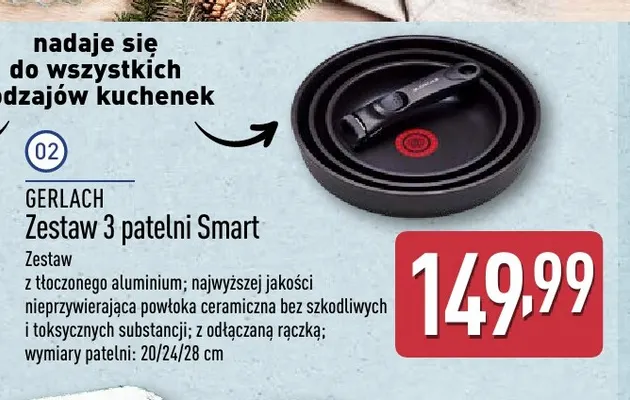 Zestaw 3 patelni Smart Gerlach promocja w Aldi