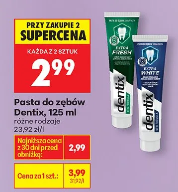 Pasta do zębów, różne rodzaje Dentix promocja w Biedronka