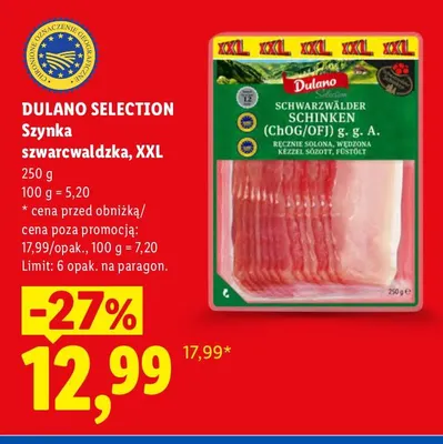 Szynka szwarcwaldzka XXL Dulano Selection promocja w Lidl
