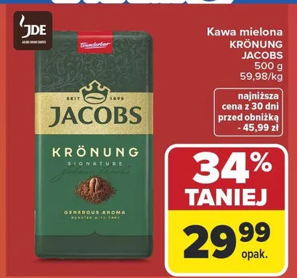 Kawa mielona Krönung Jacobs promocja w Carrefour
