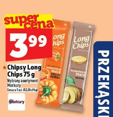 Chipsy Long Chips Merkury 75g promocja w TOPAZ