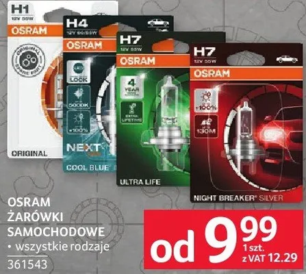 Żarówki samochodowe Osram wszystkie rodzaje promocja w Selgros