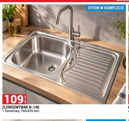 Zlewozmywak N-140 1-komorowy promocja w Merkury Market