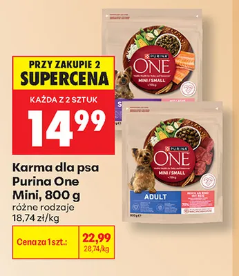 Karma dla psa Purina One Mini promocja w Biedronka