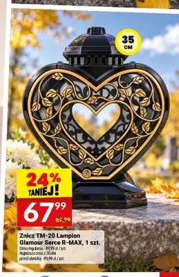Znicz TM-20 Lampion Glamour Serce R-MAX 35 cm promocja w Twój Market
