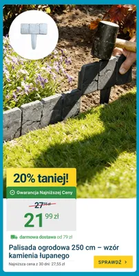 Palisada ogrodowa 250cm wzór kamienia łupanego promocja w ERLI