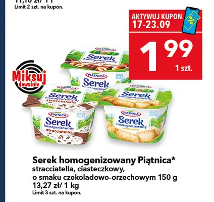 Serek homogenizowany ciasteczkowy Piątnica promocja w LEWIATAN