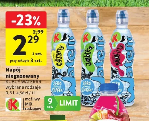 Napój niegazowany Kubuś Waterrr cytrynowy promocja w Intermarche