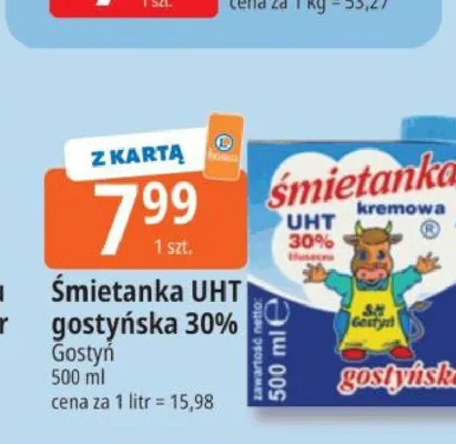 Śmietanka UHT gostyńska 30% Gostyń promocja w Leclerc