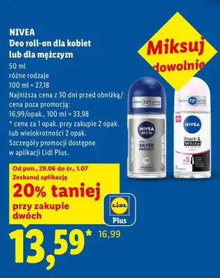 Dezodorant roll-on Nivea Men Silver Protect promocja w Lidl