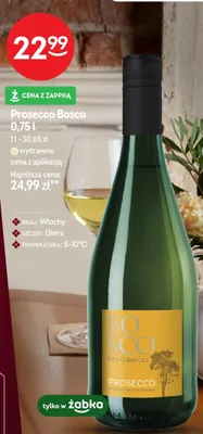 Wino Prosecco Bosco wytrawne promocja w Żabka