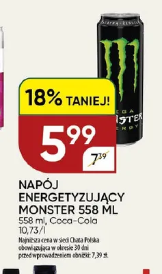 Napój energetyzujący Monster 558 ml promocja w Chata Polska