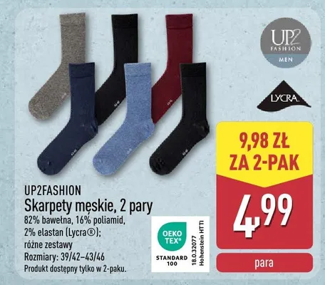 Skarpety męskie, 2 pary Up2fashion promocja w Aldi