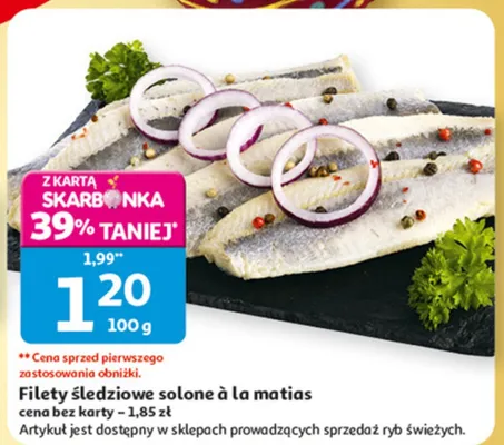 Filety śledziowe solone à la matias cena bez karty - 1.85 zł promocja w Auchan
