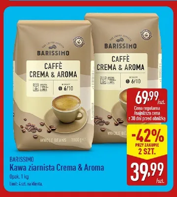Kawa ziarnista Crema & Aroma Barissimo promocja w Aldi