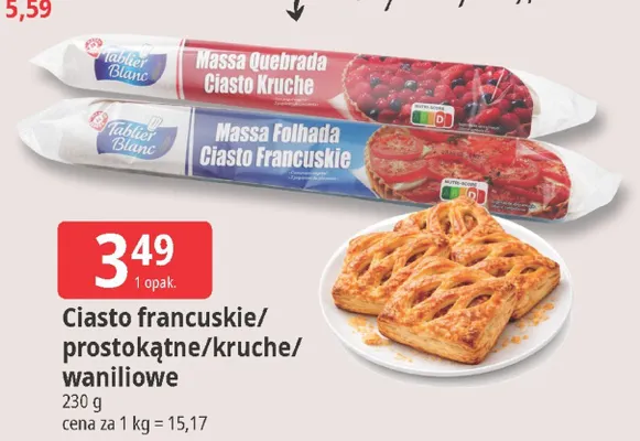 Ciasto francuskie/prostokątne/kruche/waniliowe promocja w Leclerc